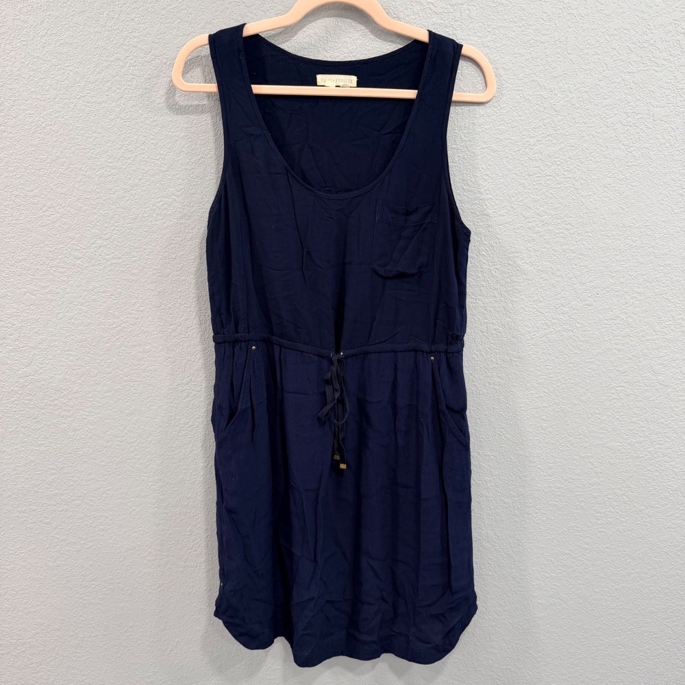 Edme & Esyllte Anthropologie Womens S Navy Blue Pockets Drawstring Mini Dress
